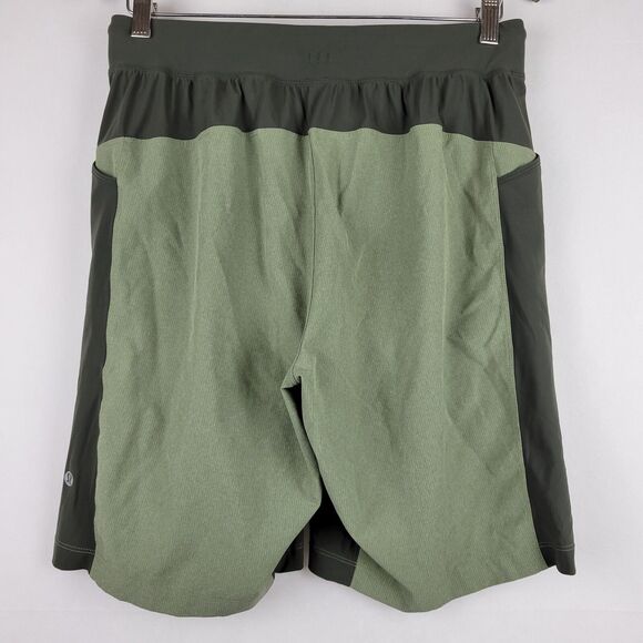 Lululemon Lined 9" Shorts Medium Olive Green Namaste At The Beach Gym Workout - Picture 10 of 11